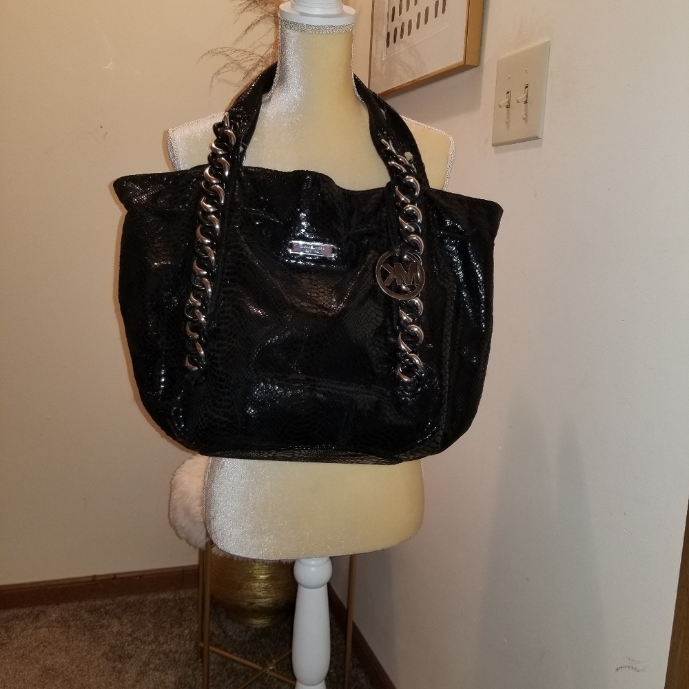 Michael Michael Kors Black Python Embossed Leathe… - image 6